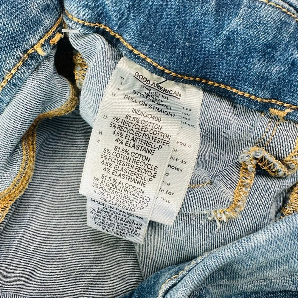 Good American Indigo 490 Pullon Straight Leg Stretch Jeans - Picture 8 of 14